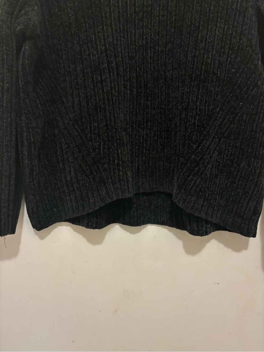 Black Ribbed Mock Neck High-Low Sweater | Size Medium - Picture 2 of 8